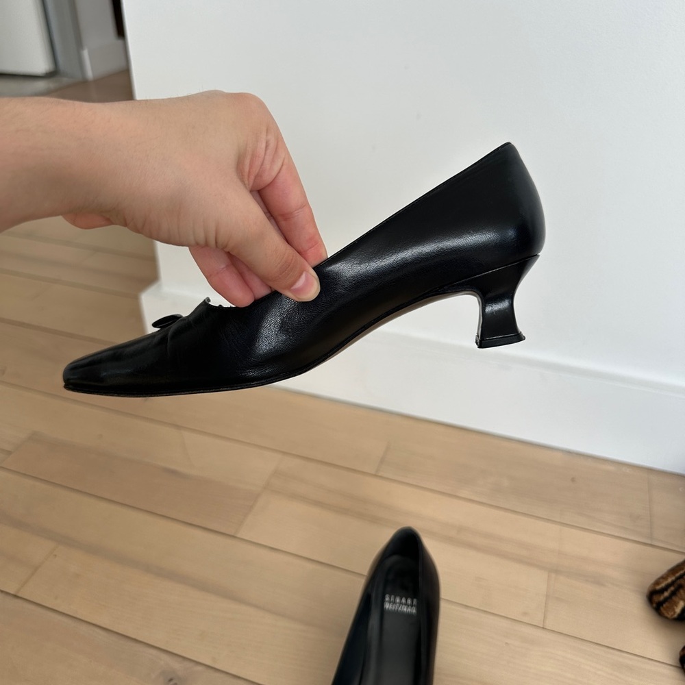 Black Stuart Weitzman Kitten Heel Pointed Toe - image 1